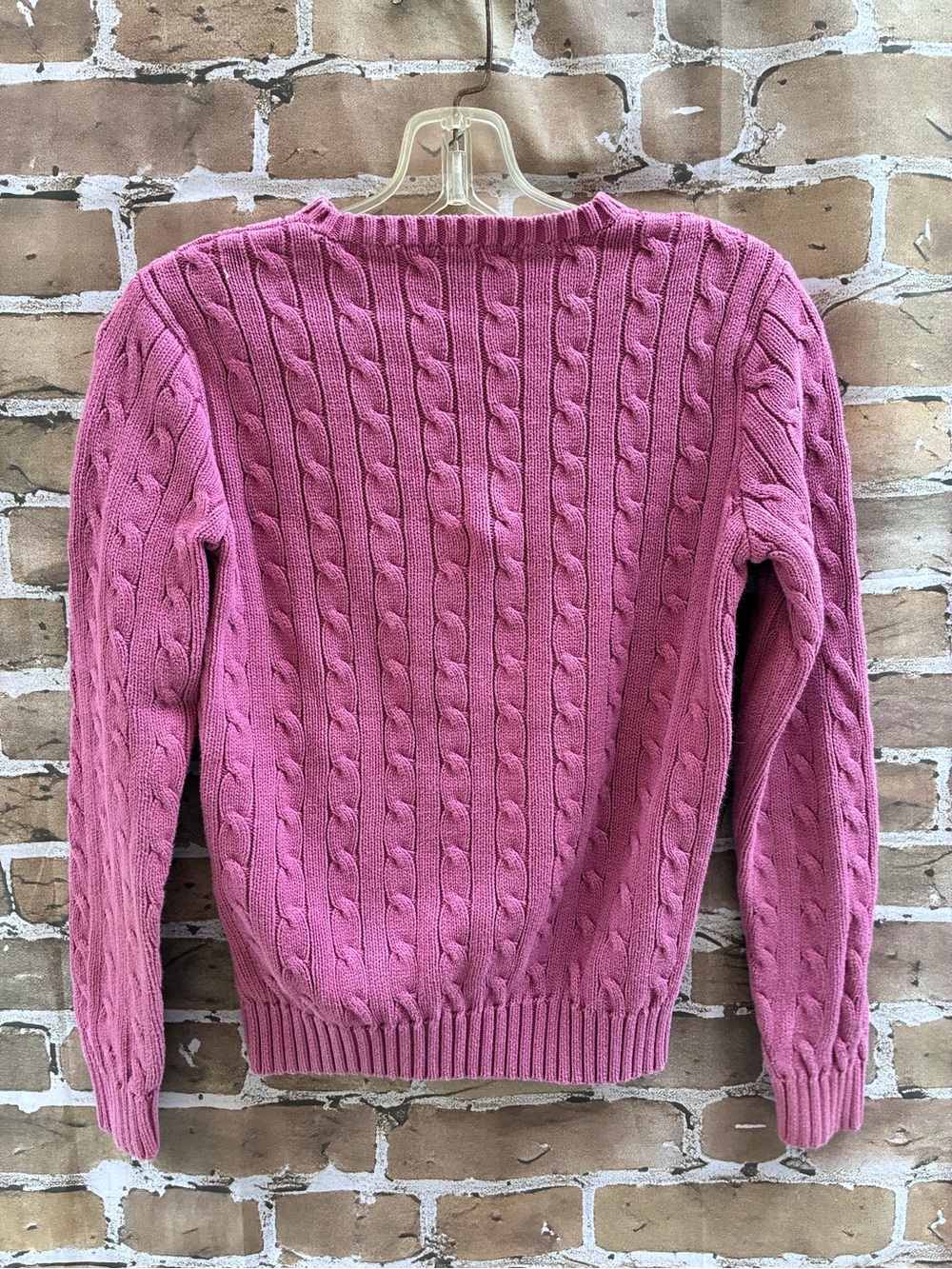 Vtg 90’s Ralph Lauren size M y2k Pink Cable Knit Crewneck Sweater - Picture 4 of 6